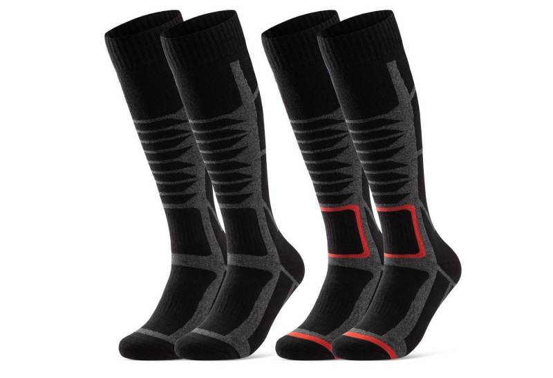 sockenkauf24 Skisocken 2 Paar Ski Strümpfe Herren & Damen Ski Socken lang Atmungsaktiv von sockenkauf24