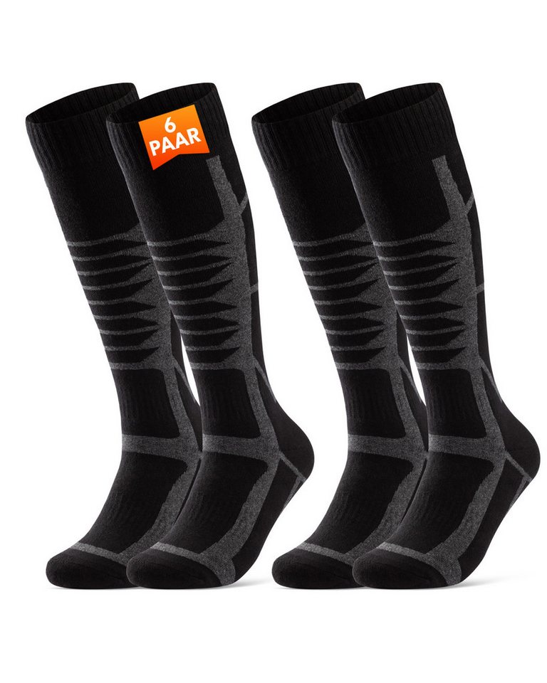 sockenkauf24 Skisocken Ski Strümpfe Herren & Damen Ski Socken lang Atmungsaktiv (6-Paar) von sockenkauf24