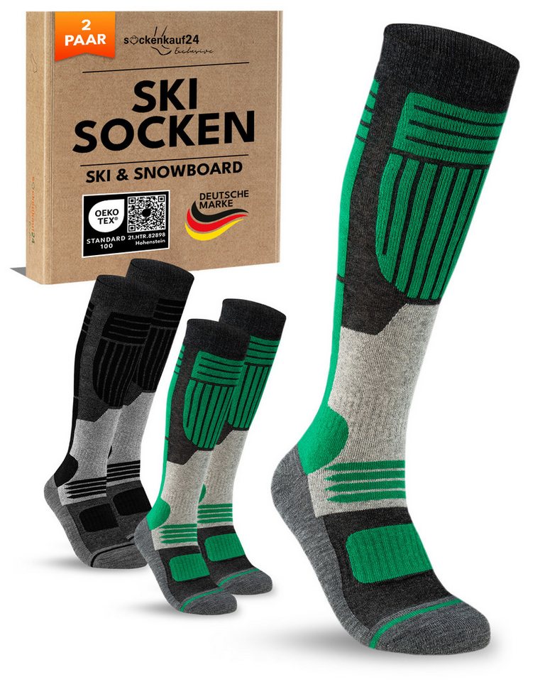 sockenkauf24 Skisocken Merino Herren & Damen 2 Paar Ski Kniestrümpfe Merinowolle atmungsaktive Skisocken mit verstärkten Belastungszonen sockenkauf24 Skisocken Merino Herren & Damen 2 Paar Ski Kniestrümpfe Merinowolle atmungsaktive Skisocken mit verstärkten Belastungszonen von sockenkauf24