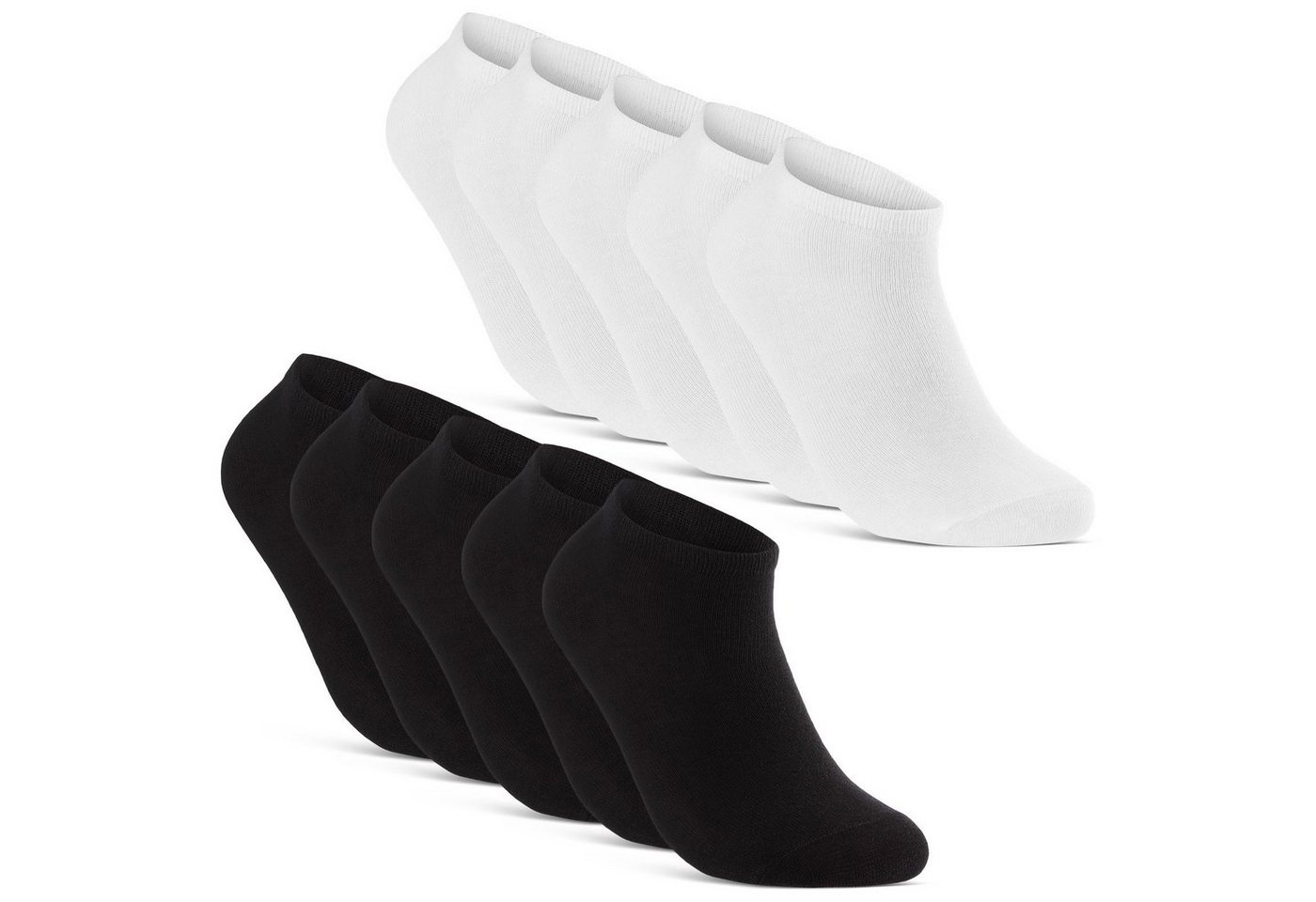 sockenkauf24 Sneakersocken 10, 20, 30 Paar Sneaker Socken Damen & Herren Schwarz Weiß Grau (5xSchwarz, 5xWeiß, 10-Paar, 35-38) Baumwolle - 16900 WP von sockenkauf24