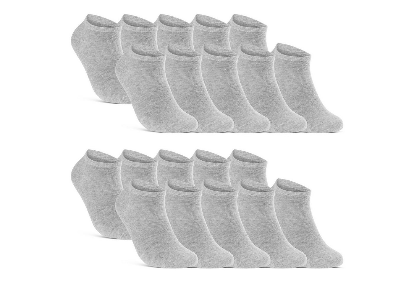 sockenkauf24 Sneakersocken 10 I 20 I 30 Paar Damen & Herren Sneaker Socken (Grau, 20-Paar, 35-38) Schwarz Weiß Grau Baumwolle - 10800 WP von sockenkauf24