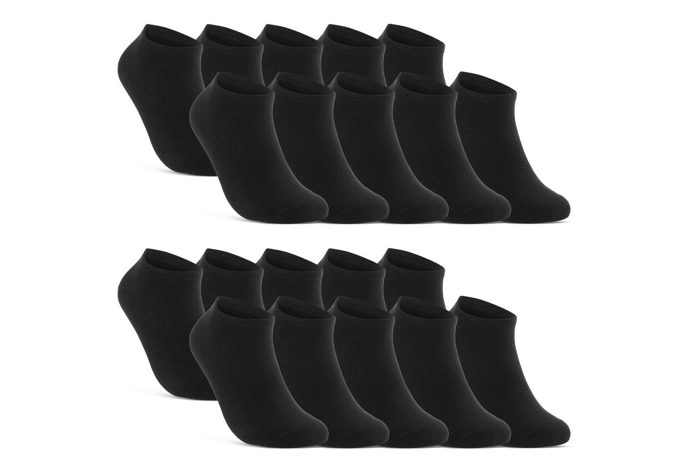 sockenkauf24 Sneakersocken 10 I 20 I 30 Paar Damen & Herren Sneaker Socken (Schwarz, 20-Paar, 35-38) Schwarz Weiß Grau Baumwolle - 10800 WP von sockenkauf24