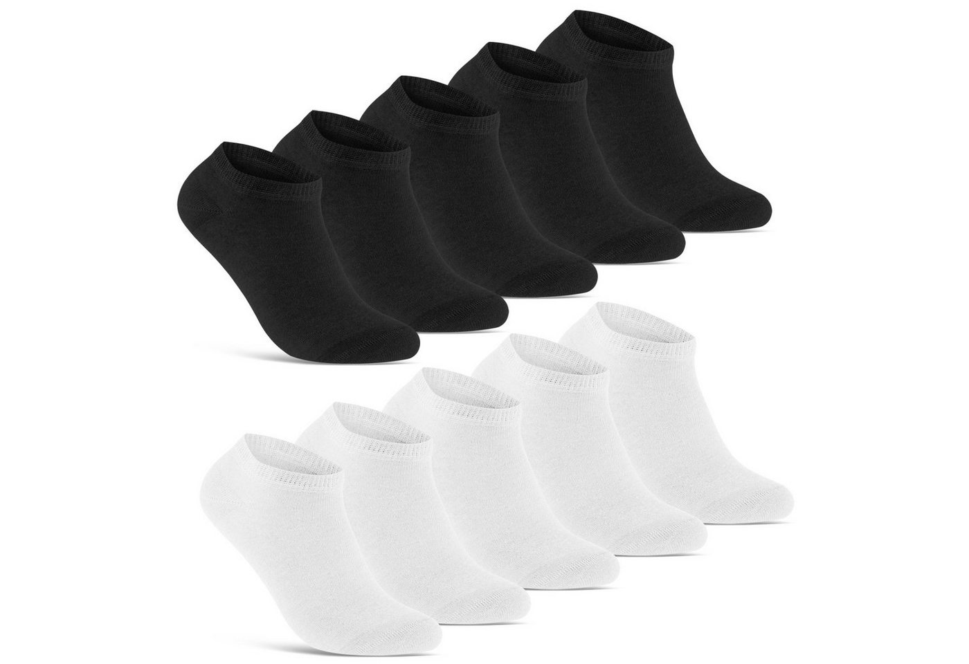 sockenkauf24 Sneakersocken 10 Paar Basic Sneaker Socken Herren & Damen aus Baumwolle (Schwarz/Weiß, 35-38) mit Komfortbund (Basicline) - 70202T WP von sockenkauf24