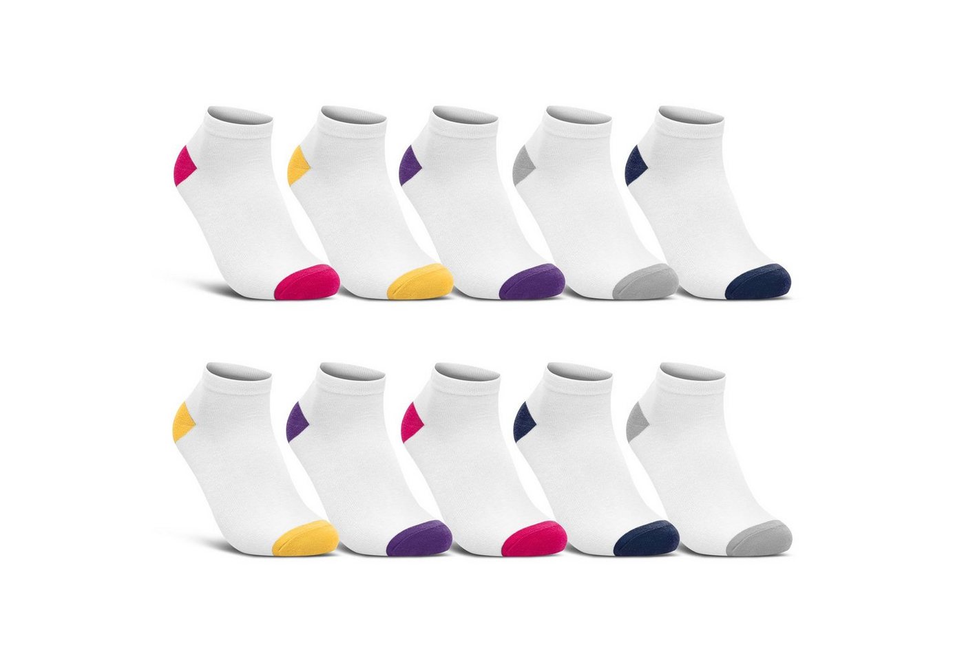 sockenkauf24 Sneakersocken 10 Paar Damen Sneaker Socken Mehrfarbig (35-38, 36826) Streifen Punkte Herzen Maritim Baumwolle WP von sockenkauf24