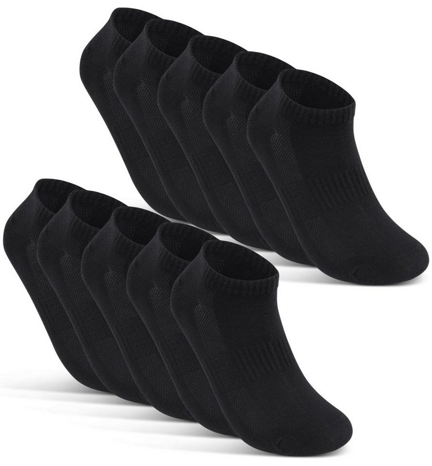 sockenkauf24 Sneakersocken 10 Paar Damen & Herren Premium Sneaker Socken" Atmungsaktiv (10xSchwarz, 35-38) mit Mesh-Streifen Schwarz Weiß Grau Baumwolle - 16510 WP" von sockenkauf24