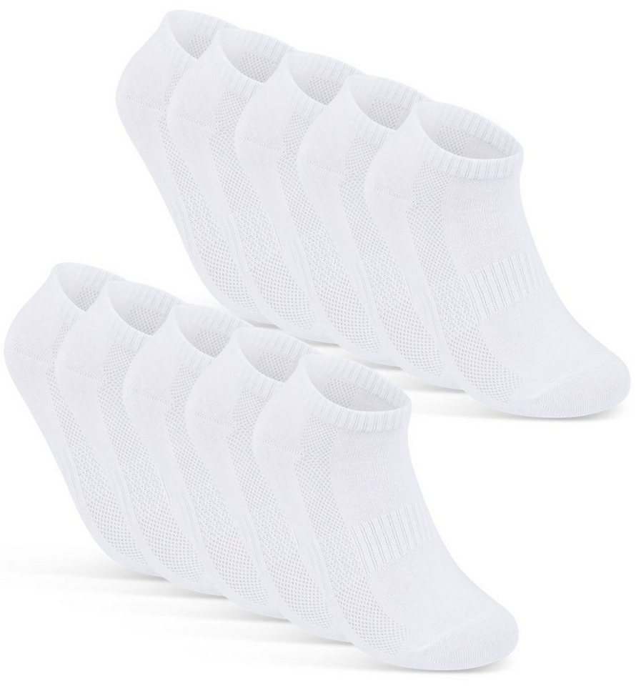 sockenkauf24 Sneakersocken 10 Paar Damen & Herren Premium Sneaker Socken" Atmungsaktiv (10xWeiß, 35-38) mit Mesh-Streifen Schwarz Weiß Grau Baumwolle - 16510 WP" von sockenkauf24