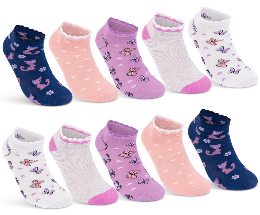 sockenkauf24 Sneakersocken 10 Paar Kinder Sneaker Socken Jungen & Mädchen Baumwolle Kindersocken (56269, 23-26) WP von sockenkauf24