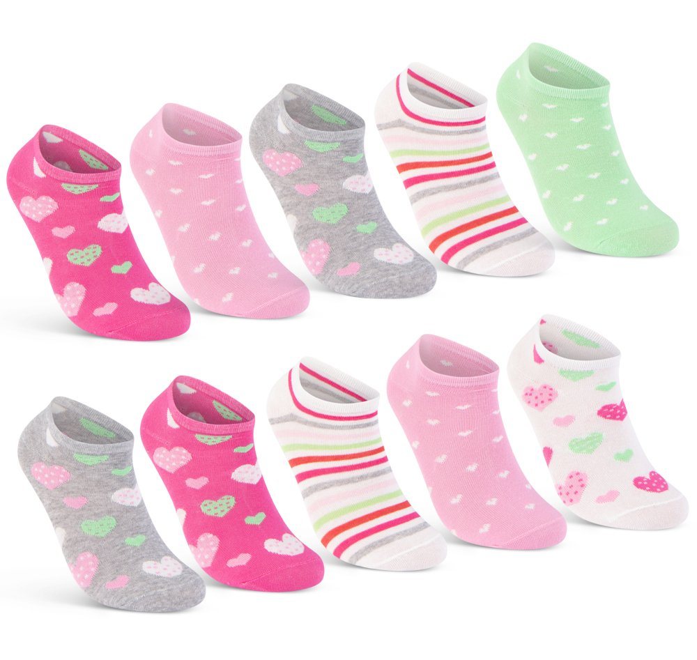 sockenkauf24 Sneakersocken 10 Paar Kinder Sneaker Socken Jungen & Mädchen Baumwolle Kindersocken (56285, 23-26) WP von sockenkauf24