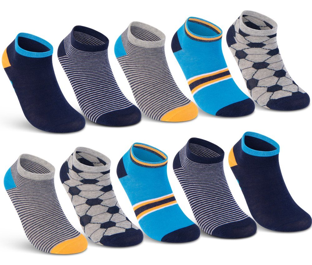 sockenkauf24 Sneakersocken 10 Paar Kinder Sneaker Socken Jungen & Mädchen Baumwolle Kindersocken (56550, 23-26) WP von sockenkauf24