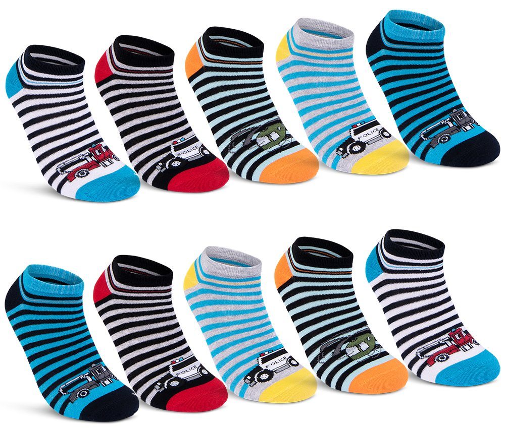 sockenkauf24 Sneakersocken 10 Paar Kinder Sneaker Socken Jungen & Mädchen Baumwolle Kindersocken (56566, 23-26) WP von sockenkauf24