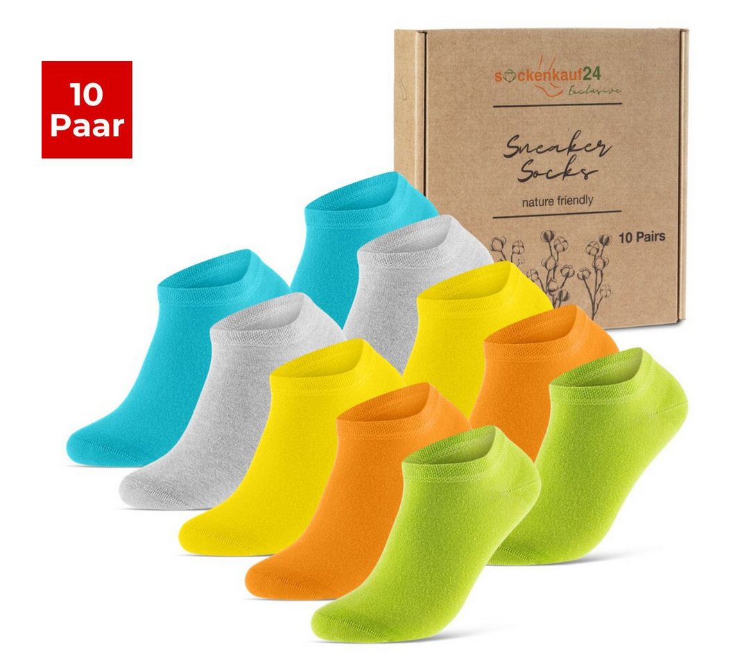 sockenkauf24 Sneakersocken 10 Paar Premium Sneaker Socken Herren & Damen aus (Buntmix, 35-38) gekämmter Baumwolle ohne drückende Naht (Exclusive Line) - 70102T WP von sockenkauf24