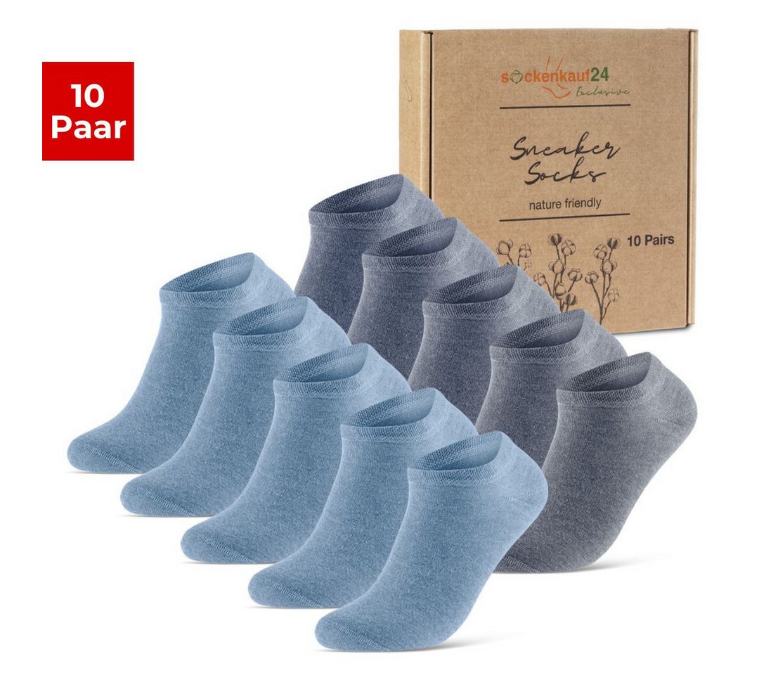 sockenkauf24 Sneakersocken 10 Paar Premium Sneaker Socken Herren & Damen aus (Jeans, 35-38) gekämmter Baumwolle ohne drückende Naht (Exclusive Line) - 70102T WP von sockenkauf24