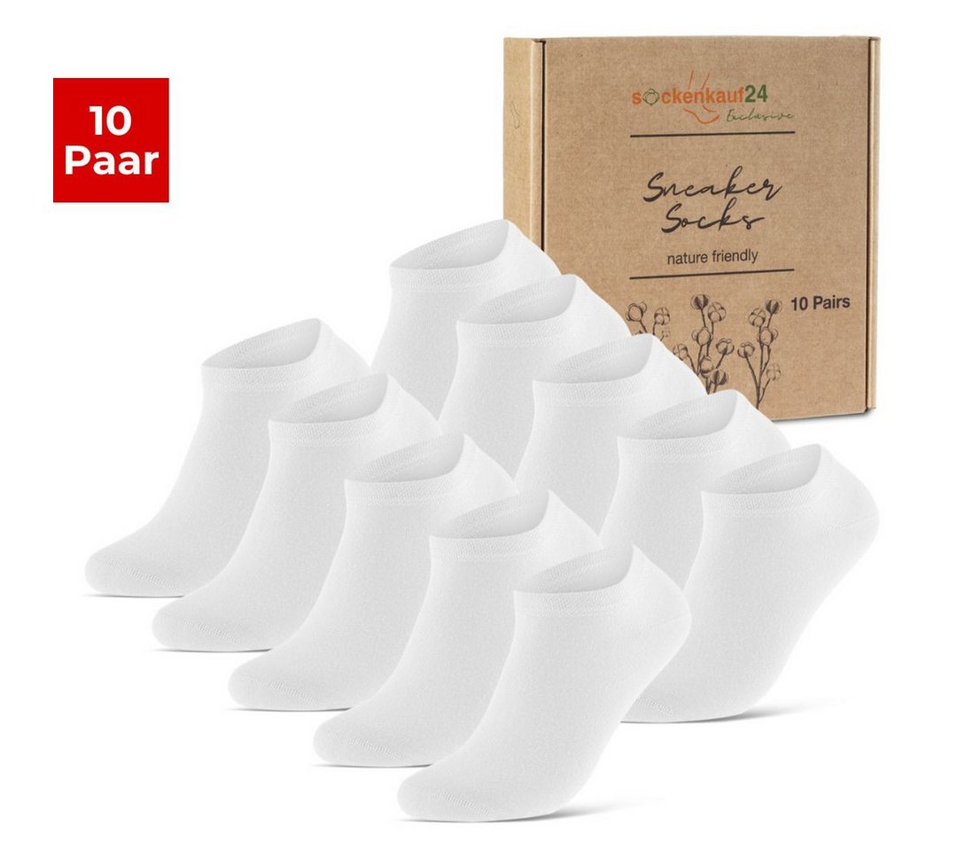 sockenkauf24 Sneakersocken 10 Paar Premium Sneaker Socken Herren & Damen aus (Weiß, 35-38) gekämmter Baumwolle ohne drückende Naht (Exclusive Line) - 70102T WP von sockenkauf24