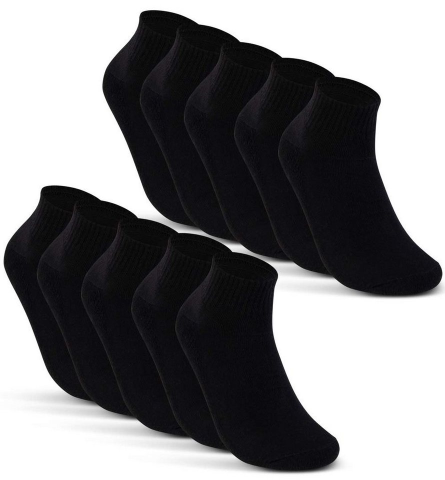 sockenkauf24 Sneakersocken 10 Paar SPORT Sneaker Socken Herren & Damen (Schwarz, 35-38) Sportsocken Frotteesohle Baumwolle - 16200 WP von sockenkauf24