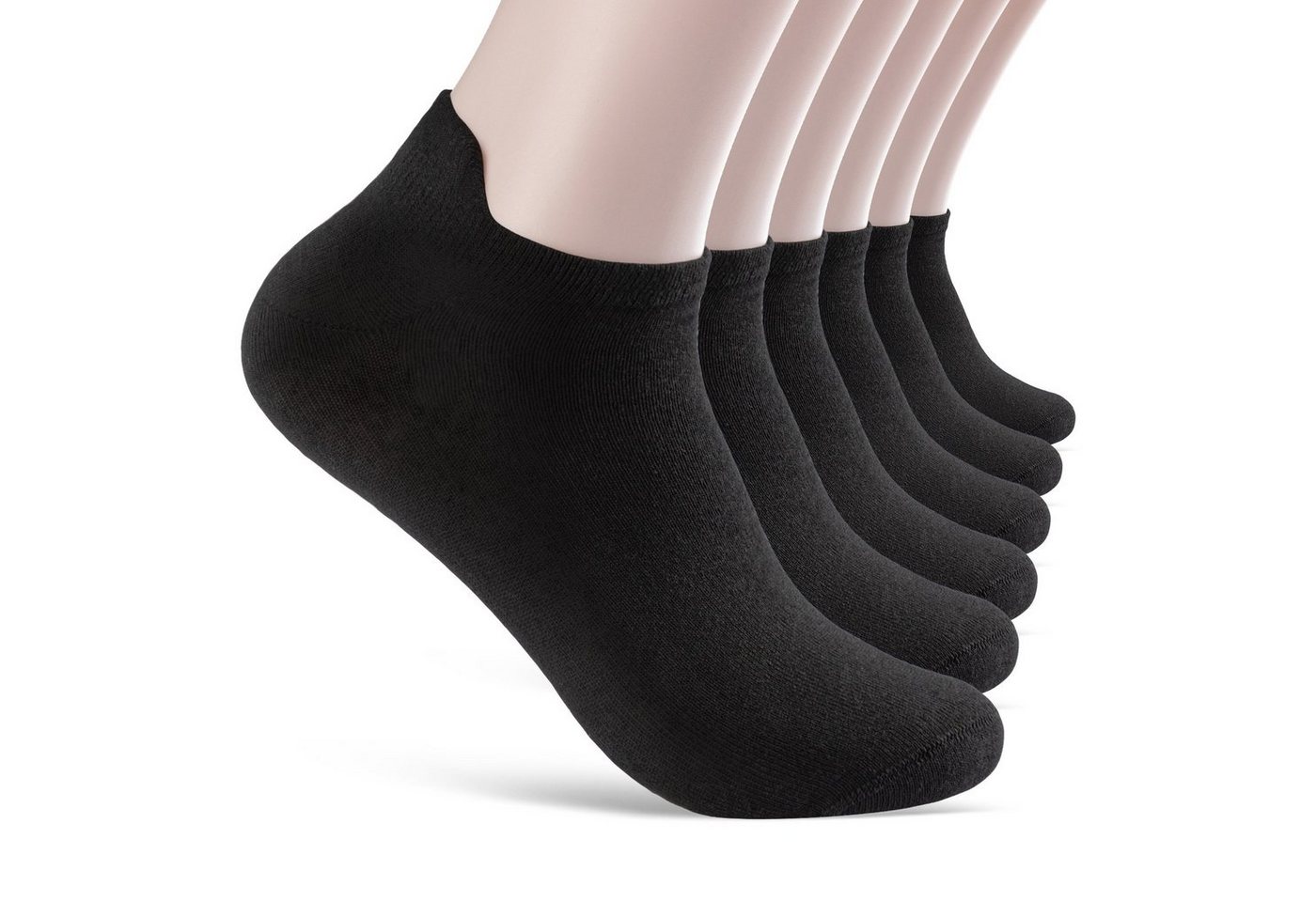 sockenkauf24 Sneakersocken 6 Paar Sneaker Socken Damen & Herren mit Fersenlasche (Schwarz, 35-38) Anti-Blasen Schutz Rutschfest Atmungsaktiv - 13600 WP von sockenkauf24