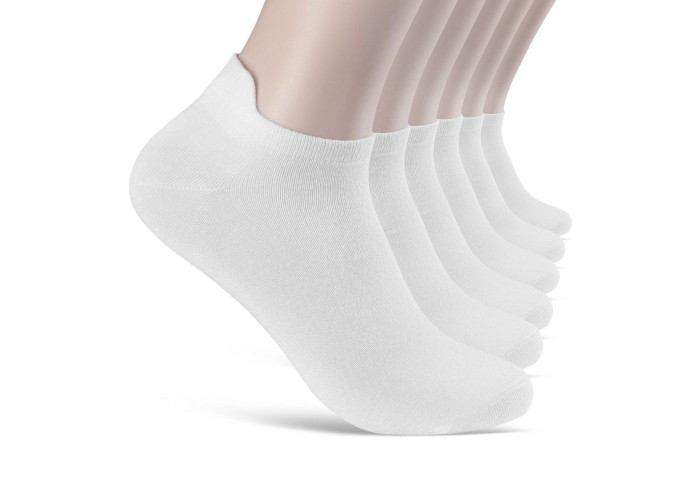 sockenkauf24 Sneakersocken 6 Paar Sneaker Socken Damen & Herren mit Fersenlasche (Weiß, 35-38) Anti-Blasen Schutz Rutschfest Atmungsaktiv - 13600 WP von sockenkauf24