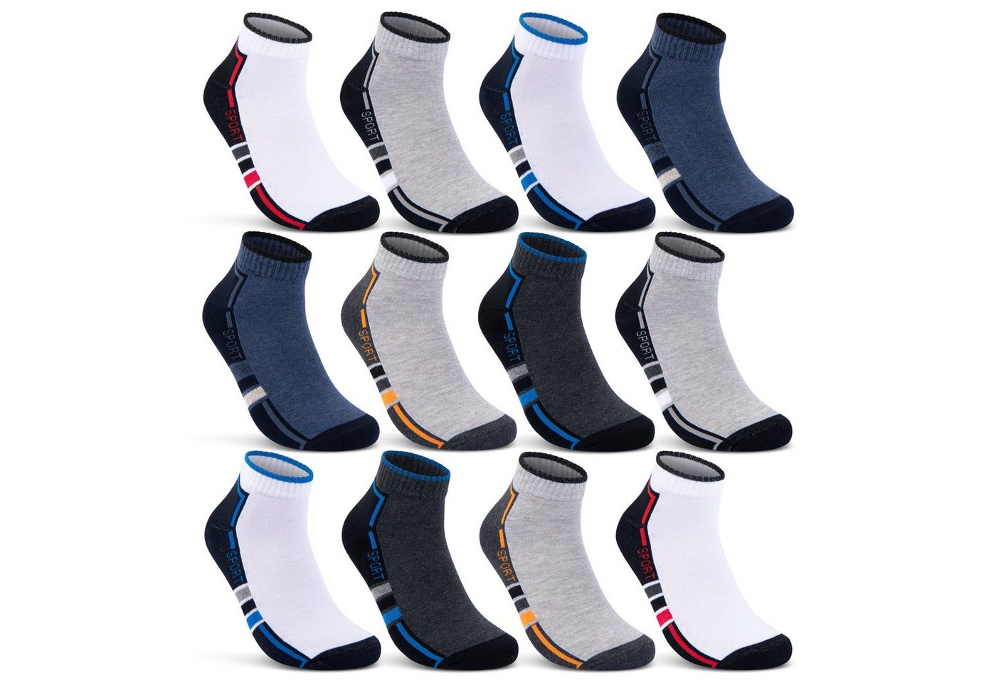 sockenkauf24 Sneakersocken 6 oder 12 Paar SPORT Socken Damen & Herren Sportsocken (12-Paar, 35-38) mit Frotteesohle Baumwolle - 16215/20 von sockenkauf24