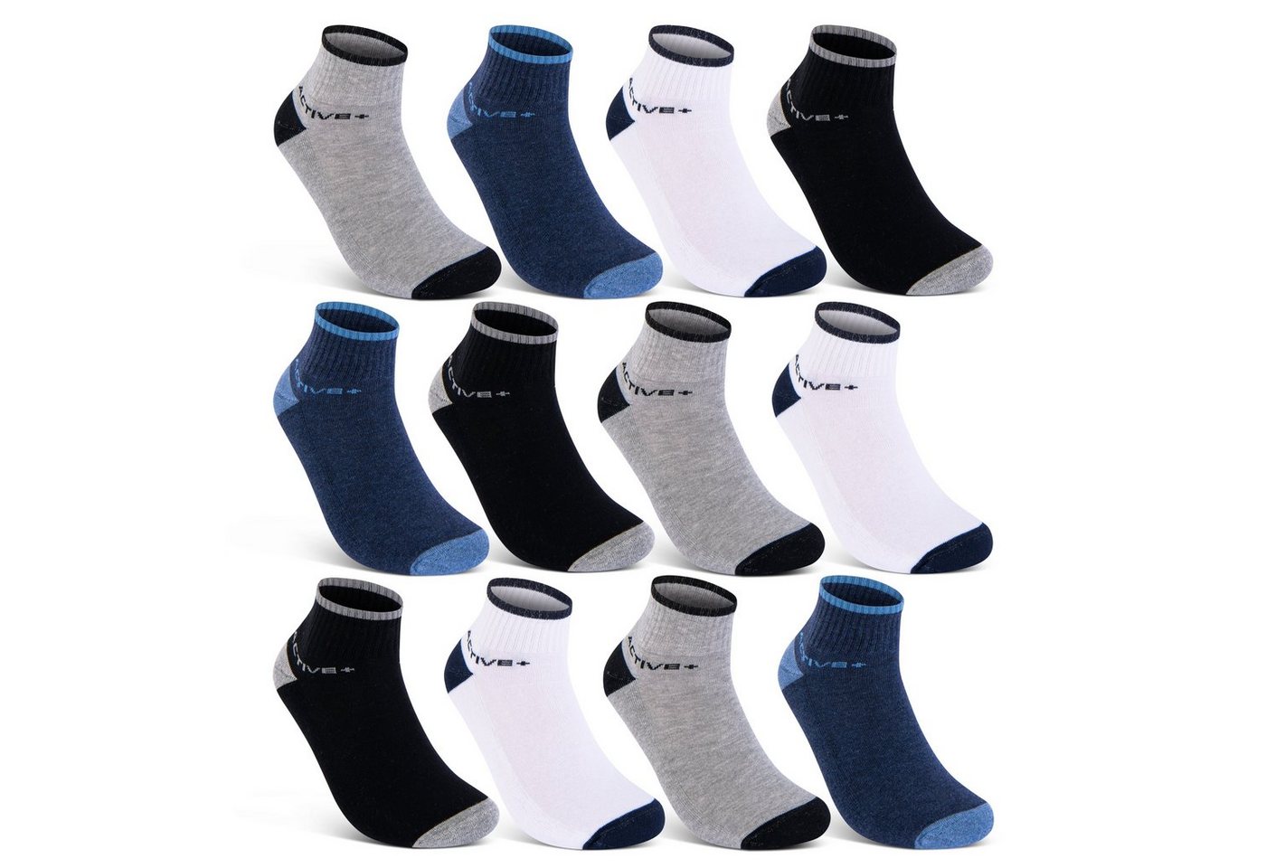 sockenkauf24 Sneakersocken 6 oder 12 Paar SPORT Socken Damen & Herren Sportsocken (12-Paar, 39-42) mit Frotteesohle Baumwolle - 16210 von sockenkauf24