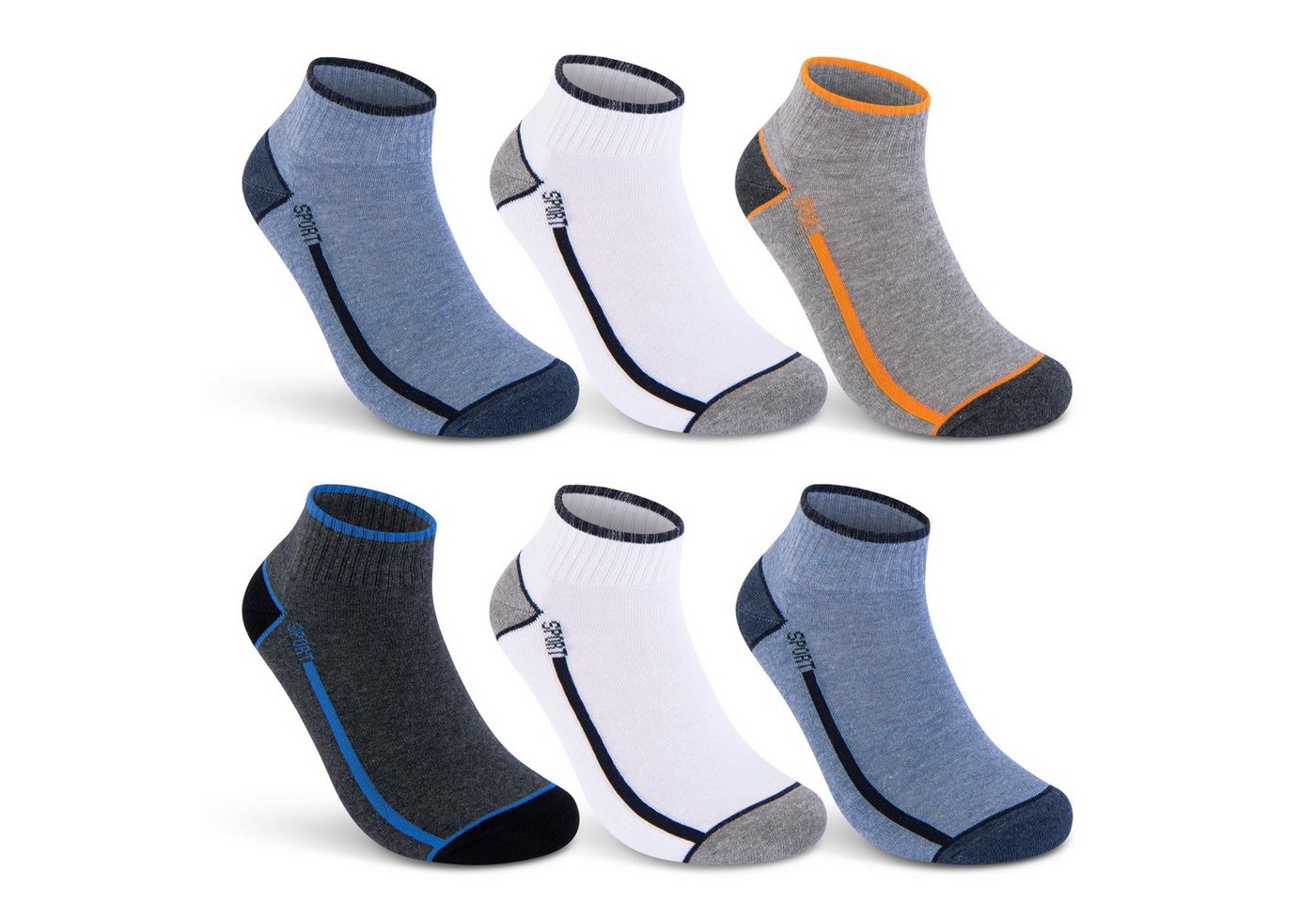 sockenkauf24 Sneakersocken 6 oder 12 Paar SPORT Socken Damen & Herren Sportsocken (6-Paar, 35-38) mit Frotteesohle Baumwolle - 16215/18 WP von sockenkauf24