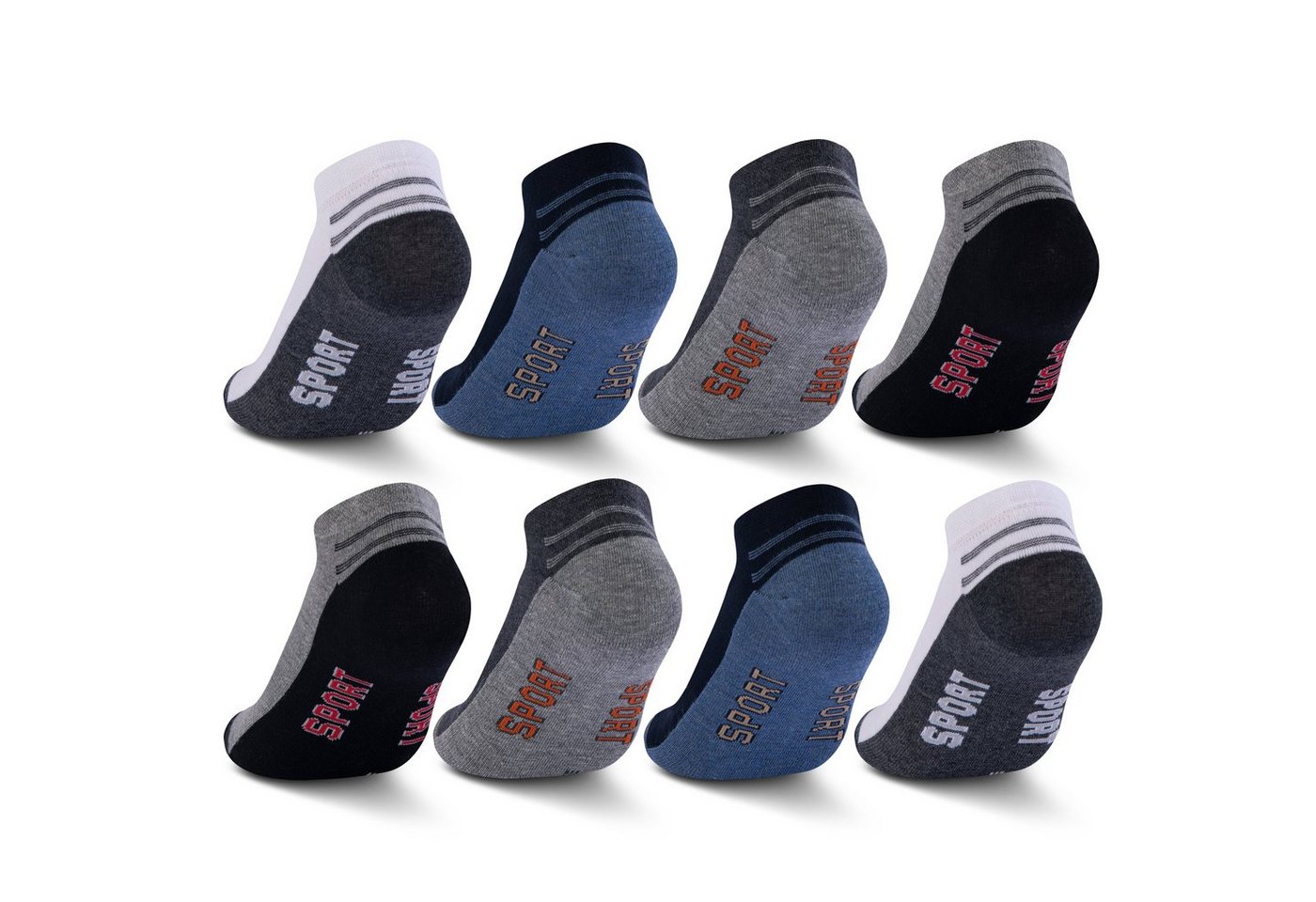 sockenkauf24 Sneakersocken 8, 12 oder 20 Paar Sneaker Socken Herren (16737, 8-Paar, 39-42) Baumwolle Atmungsaktiv Mehrfarbig WP von sockenkauf24