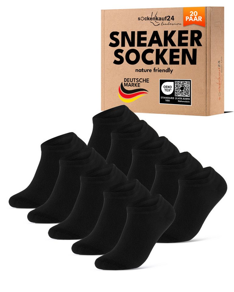 sockenkauf24 Sneakersocken Premium Sneaker Socken Herren & Damen mit Komfortbund ohne Gummidruck (20-Paar) atmungsaktive gekämmte Baumwolle, ohne Naht, Exclusive Line von sockenkauf24