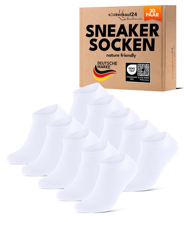 sockenkauf24 Sneakersocken Premium Sneaker Socken Herren & Damen mit Komfortbund ohne Gummidruck (30-Paar) atmungsaktive gekämmte Baumwolle, ohne Naht, Exclusive Line von sockenkauf24