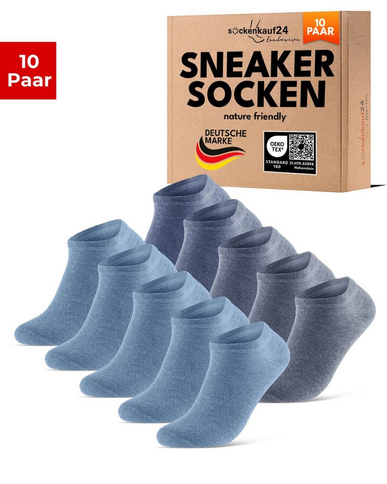 sockenkauf24 Sneakersocken Premium Sneaker Socken Herren & Damen mit Komfortbund ohne Gummidruck (Jeans, 10-Paar, 39-42) atmungsaktive gekämmte Baumwolle, ohne Naht, Exclusive Line von sockenkauf24