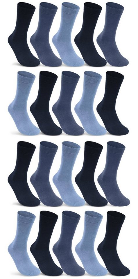 sockenkauf24 Socken 10 I 20 I 30 Paar Damen & Herren Business Socken Baumwolle (Jeans, Navy, Blau, 20-Paar, 35-38) mit Komfortbund Strümpfe - 10700 von sockenkauf24