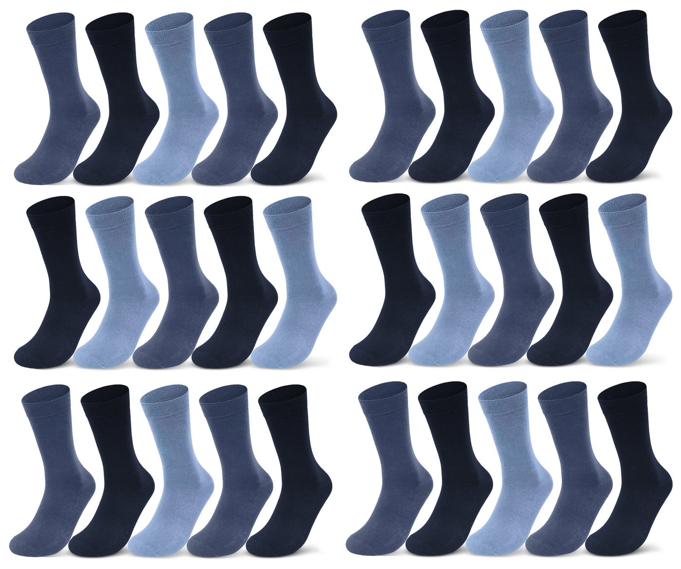 sockenkauf24 Socken 10 I 20 I 30 Paar Damen & Herren Business Socken Baumwolle (Jeans, Navy, Blau, 30-Paar, 35-38) mit Komfortbund Strümpfe - 10700 von sockenkauf24