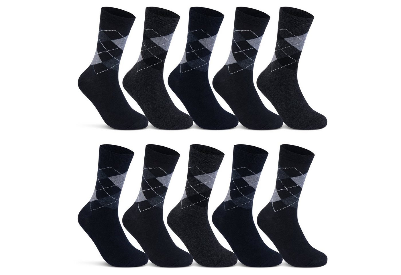 sockenkauf24 Socken 10 I 20 I 30 Paar Damen & Herren Business Socken Baumwolle (Karo, 10-Paar, 35-38) mit Komfortbund Strümpfe - 10700 von sockenkauf24