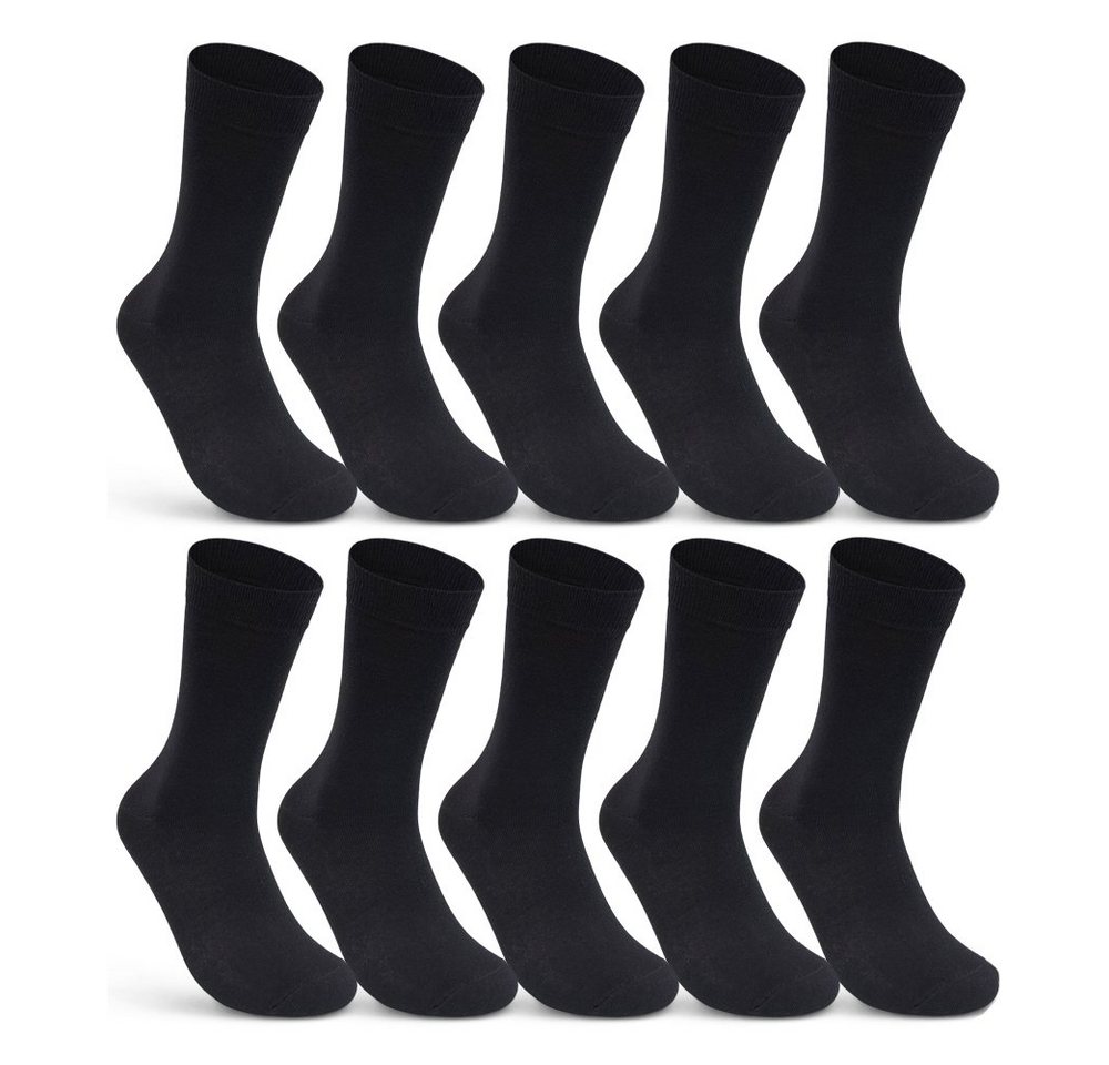 sockenkauf24 Socken 10 I 20 I 30 Paar Damen & Herren Business Socken Baumwolle (Schwarz, 10-Paar, 35-38) mit Komfortbund Strümpfe - 10700 von sockenkauf24