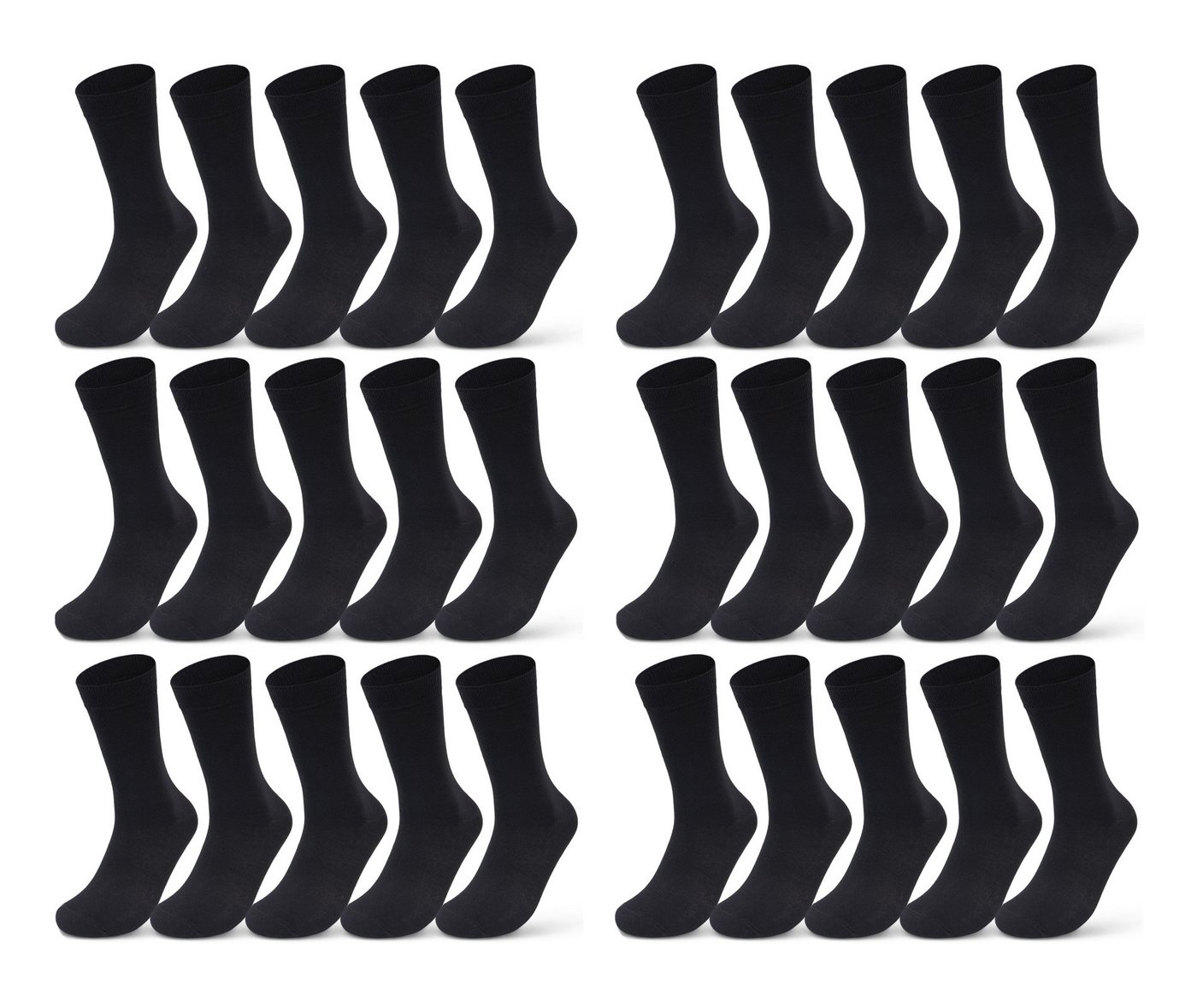 sockenkauf24 Socken 10 I 20 I 30 Paar Damen & Herren Business Socken Baumwolle (Schwarz, 30-Paar, 35-38) mit Komfortbund Strümpfe - 10700 von sockenkauf24