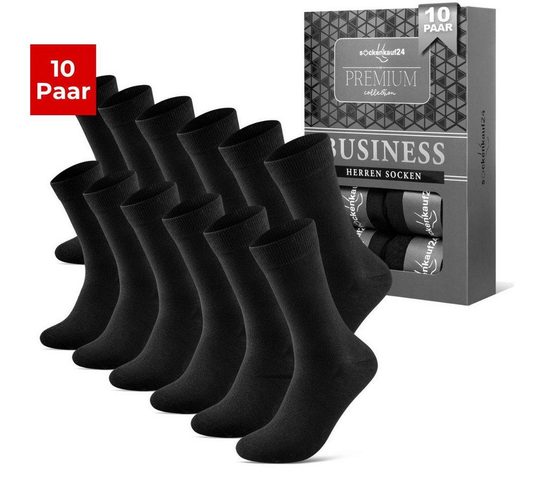 sockenkauf24 Komfortsocken 10 Paar Herren Socken Premium" Business Socken ohne Gummibund & ohne Naht Baumwolle Komfortbund in edler Box" von sockenkauf24