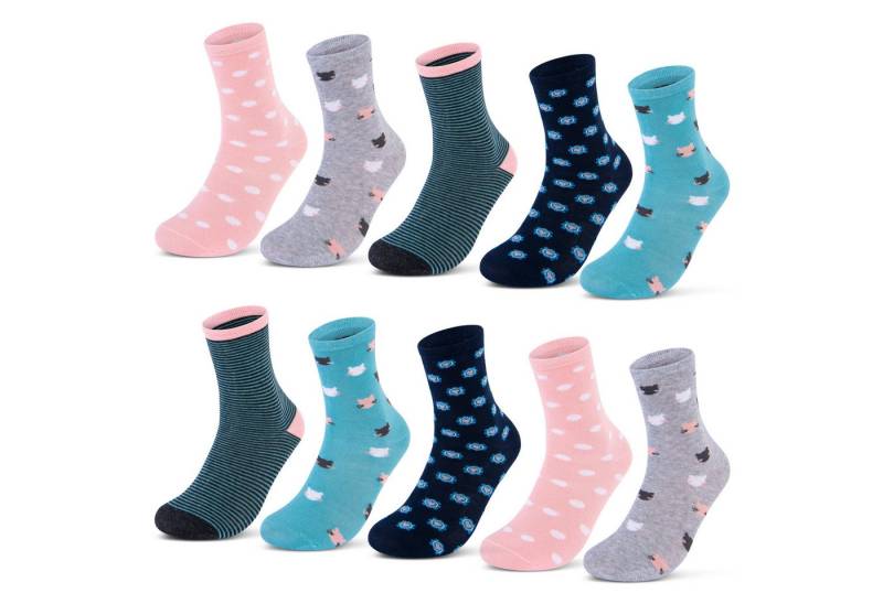 sockenkauf24 Socken 10 Paar Kindersocken für Mädchen lang Kinder Socken mit weichem Bund von sockenkauf24