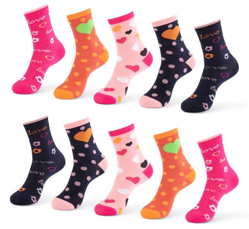 sockenkauf24 Socken 10 Paar Kindersocken für Mädchen lang Kinder Socken mit weichem Bund von sockenkauf24