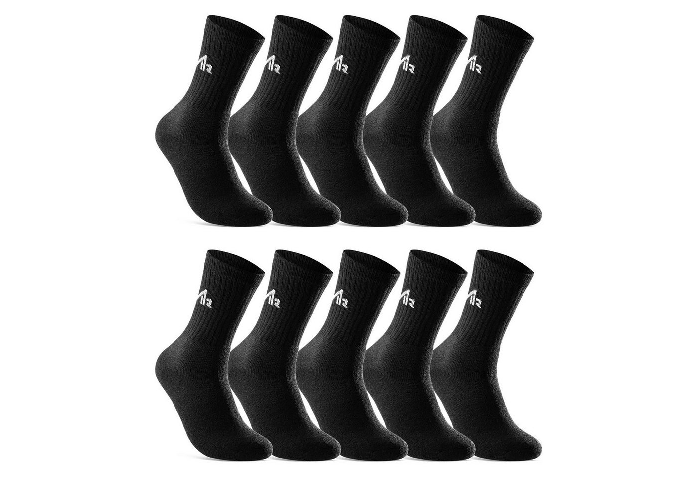 sockenkauf24 Sportsocken 10 Paar i1R" Sport Socken Herren & Damen Socken Tennissocken (Schwarz, 35-38) mit Frotteesohle - 10300" von sockenkauf24