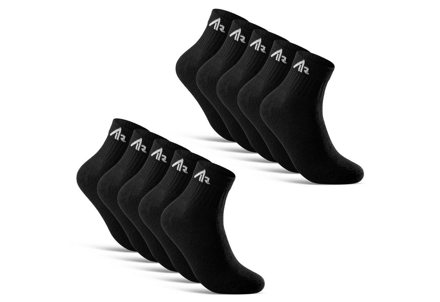 sockenkauf24 Sportsocken 10 Paar i1R" Kurzsocken Sport Socken Tennissocken (Schwarz, 35-38) Herren Damen Baumwolle - 10301" von sockenkauf24