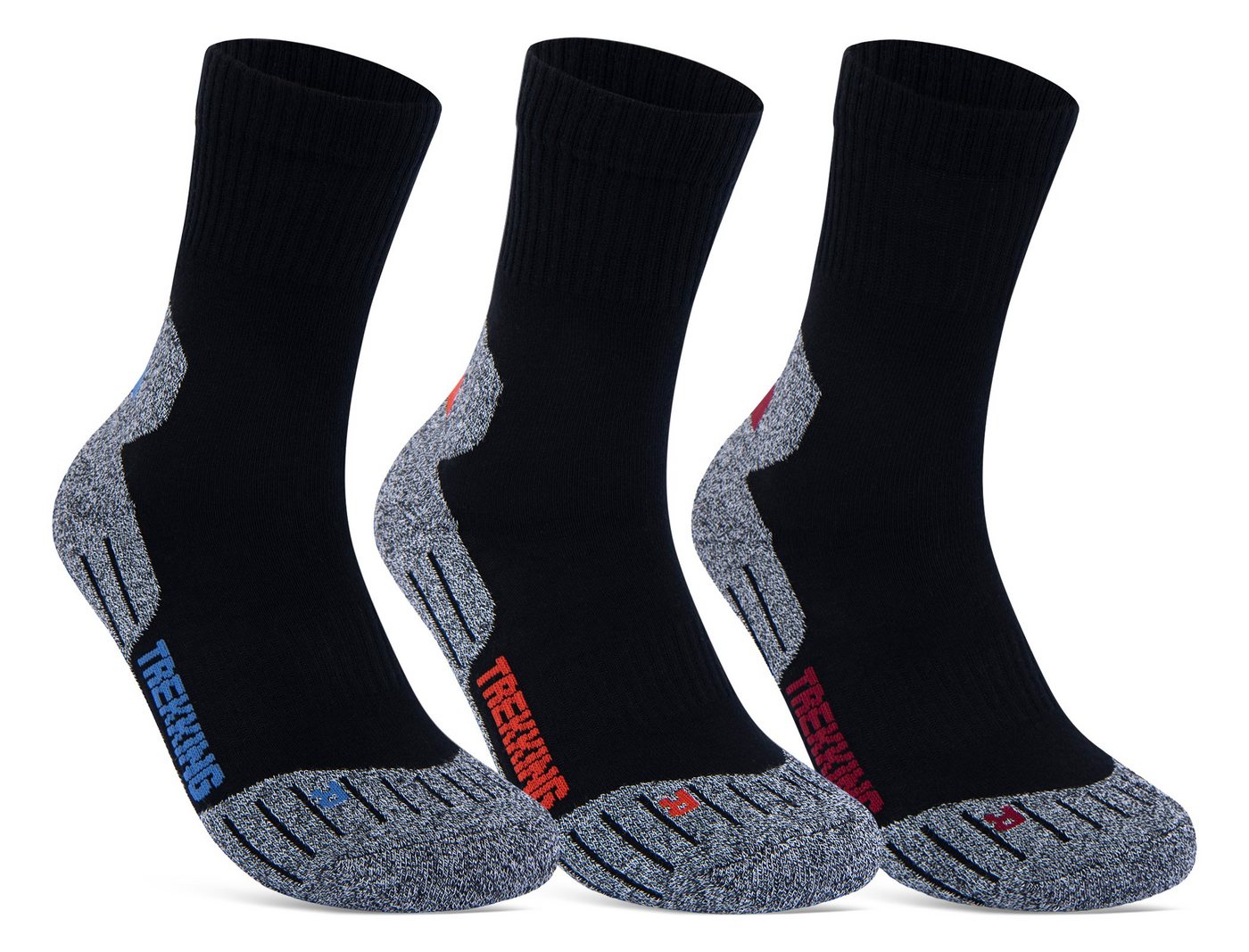 sockenkauf24 Sportsocken 3 Paar Damen & Herren Funktionssocken (35-38, Farbmix) Laufsocken Wandersocken Stoßabfedernd - 16101 WP von sockenkauf24