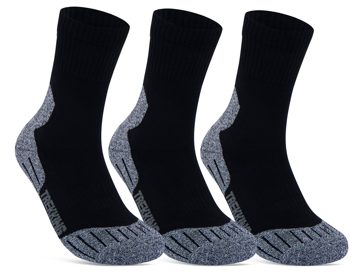 sockenkauf24 Sportsocken 3 Paar Damen & Herren Funktionssocken (35-38, Grau) Laufsocken Wandersocken Stoßabfedernd - 16101 WP von sockenkauf24