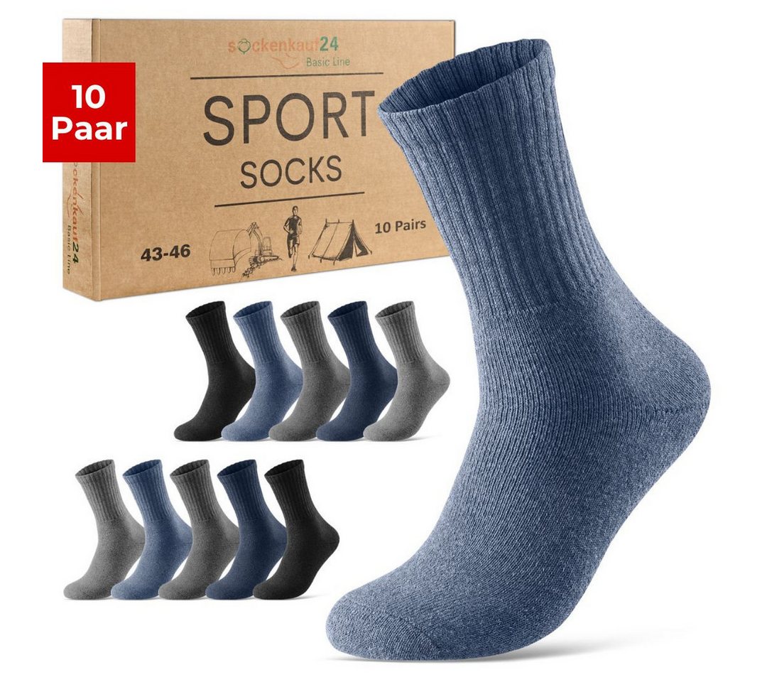 sockenkauf24 Tennissocken 10 Paar Damen & Herren Sportsocken atmungsaktiv Arbeitssocken Baumwolle von sockenkauf24