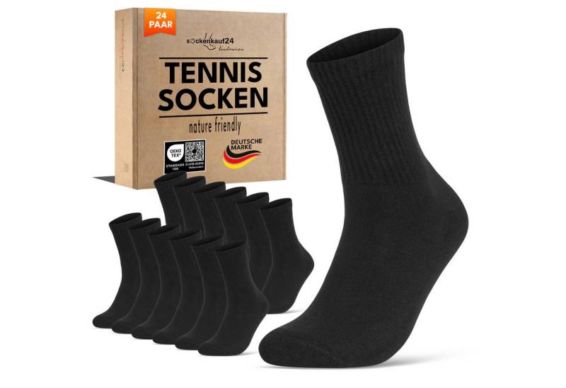 sockenkauf24 Tennissocken Damen Sportsocken Premium Retro Crew Socken (24-Paar, 6 Paar) verstärkte Ferse & Fußspitze, gepolsterte Sohle, gekämmte Baumwolle von sockenkauf24