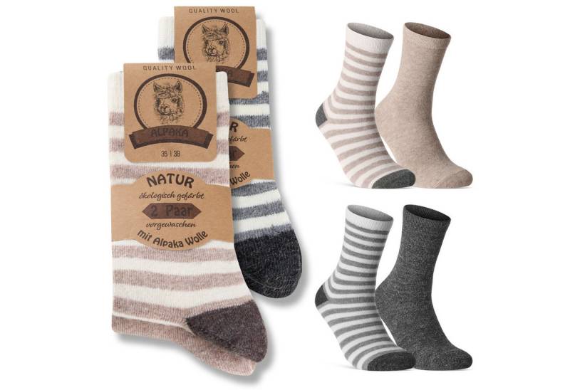 sockenkauf24 Thermosocken 4 Paar Alpaka Socken Damen & Herren warme Wintersocken mit Wolle (4-Paar) von sockenkauf24