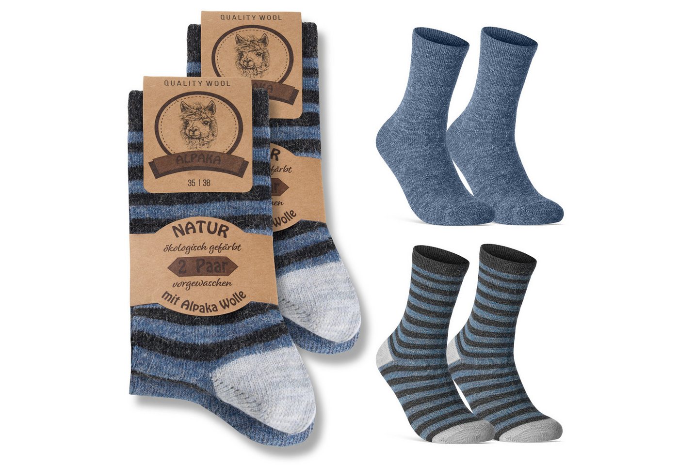 sockenkauf24 Thermosocken 4 Paar Alpaka Socken Damen & Herren Wintersocken mit Wolle (4-Paar) von sockenkauf24