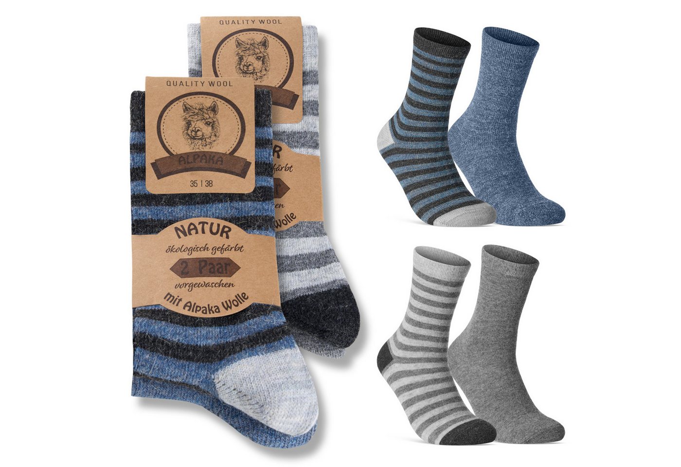 sockenkauf24 Thermosocken 4 Paar Alpaka Socken Damen & Herren Wintersocken mit Wolle (4-Paar) von sockenkauf24
