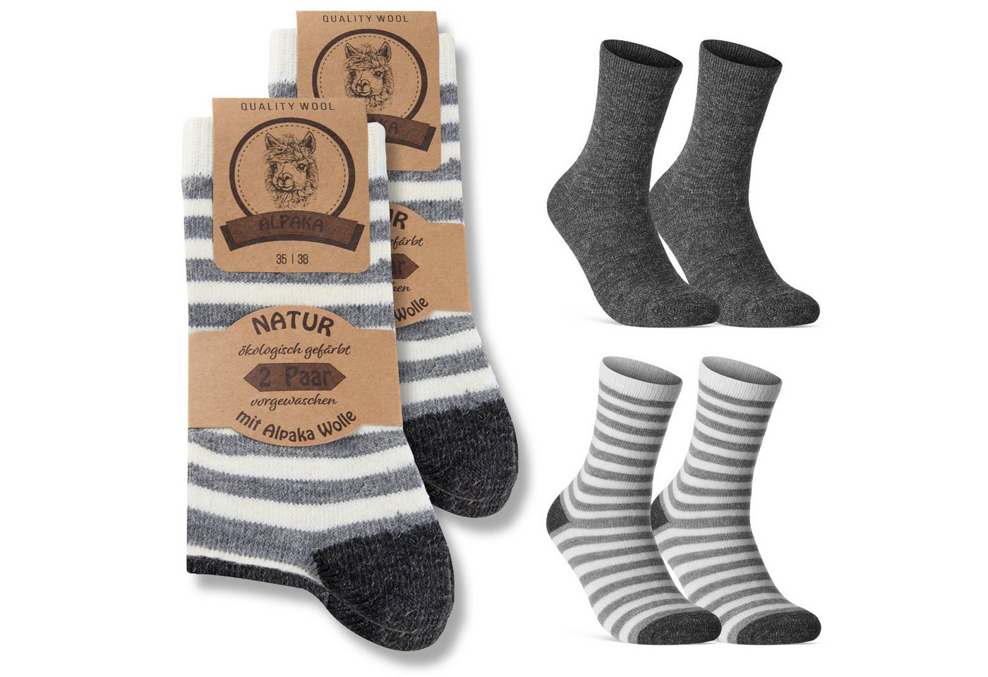 sockenkauf24 Thermosocken 4 Paar Alpaka Socken Damen & Herren Wintersocken mit Wolle (4-Paar) von sockenkauf24