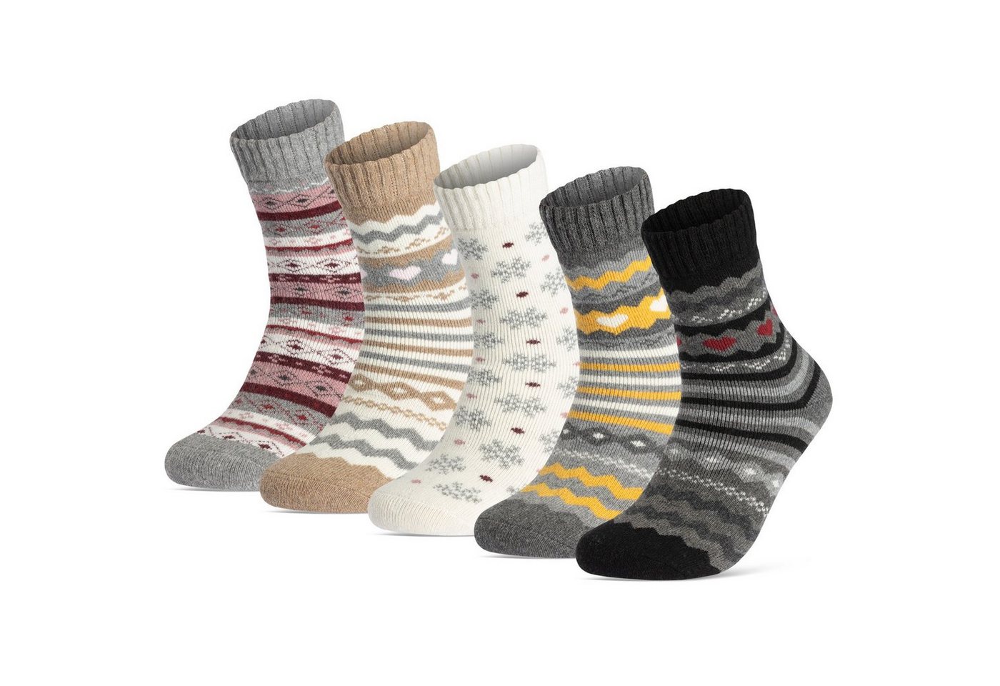 sockenkauf24 Thermosocken 5 Paar Damen THERMO Socken mit Wolle Innenfrottee Wintersocken warme Haussocken - 37800 von sockenkauf24