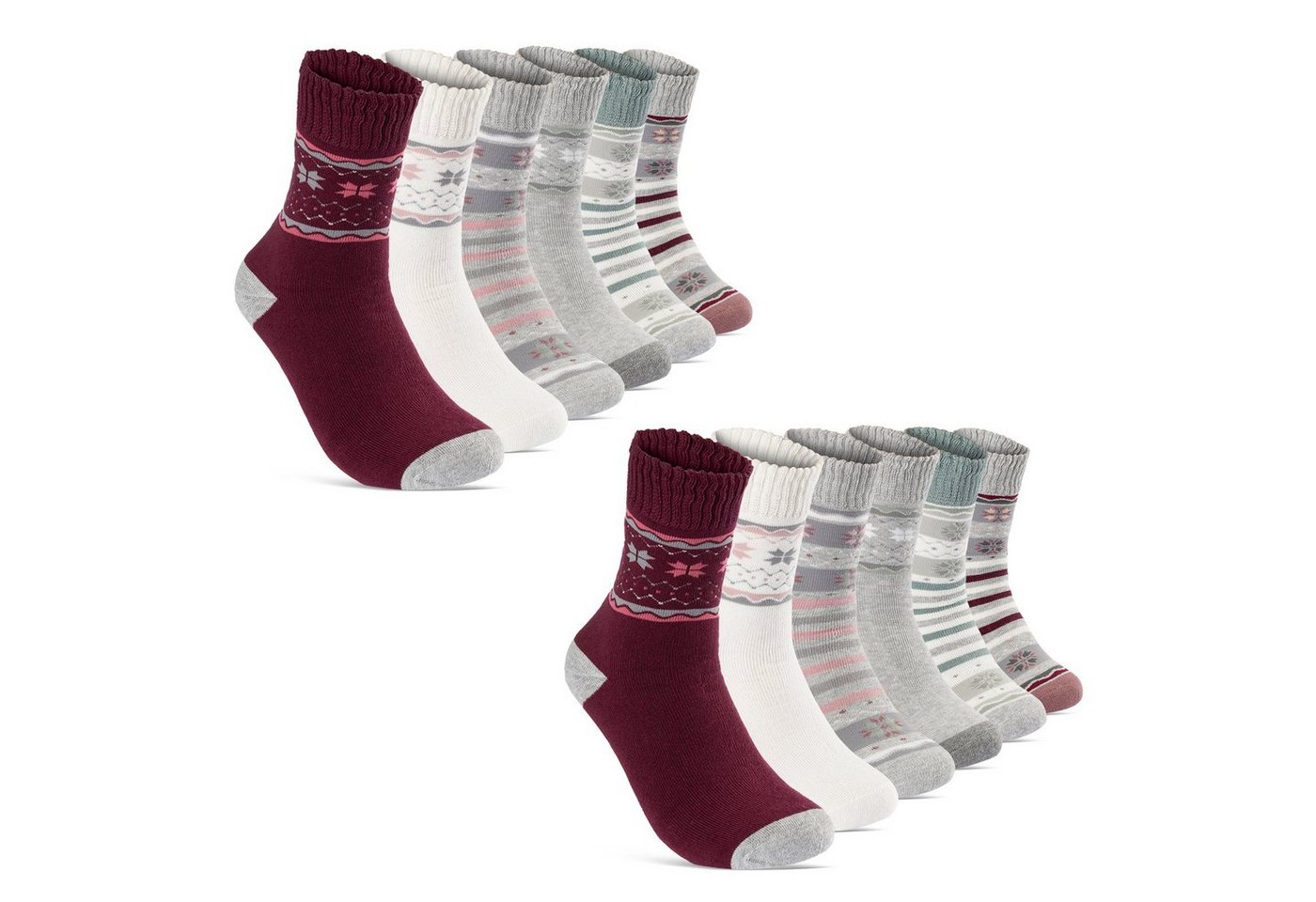 sockenkauf24 Thermosocken 6 oder 12 Paar Damen Wintersocken Damensocken mit Innenfrottee (38204, 12-Paar, 35-38) von sockenkauf24