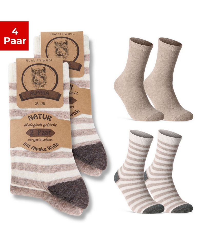 sockenkauf24 Thermosocken Alpaka Socken warme Wintersocken mit Wolle Damen & Herren Wollsocken (4-Paar) von sockenkauf24