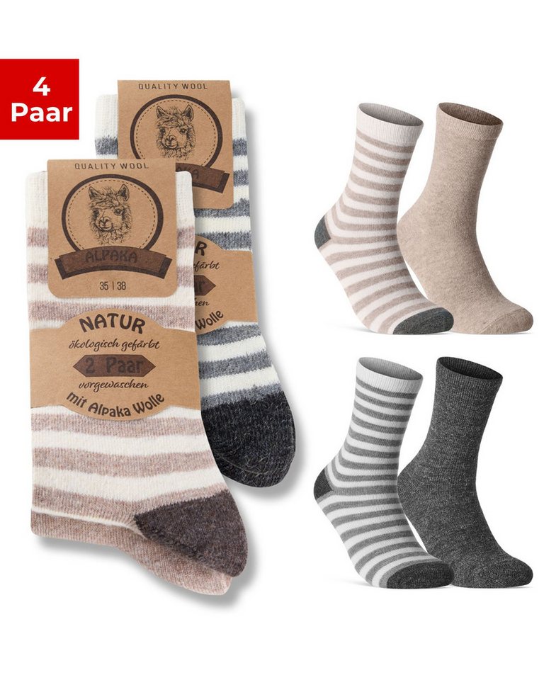 sockenkauf24 Thermosocken Alpaka Socken warme Wintersocken mit Wolle Damen & Herren Wollsocken (4-Paar) von sockenkauf24