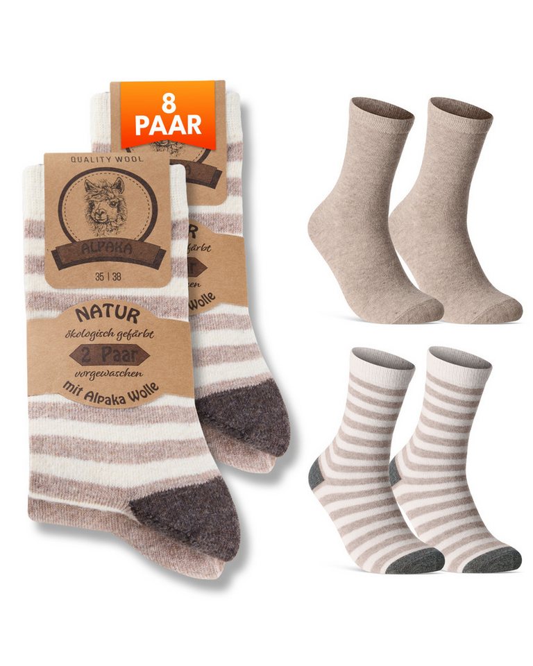 sockenkauf24 Thermosocken Alpaka Socken warme Wintersocken mit Wolle Damen & Herren Wollsocken (8-Paar) von sockenkauf24